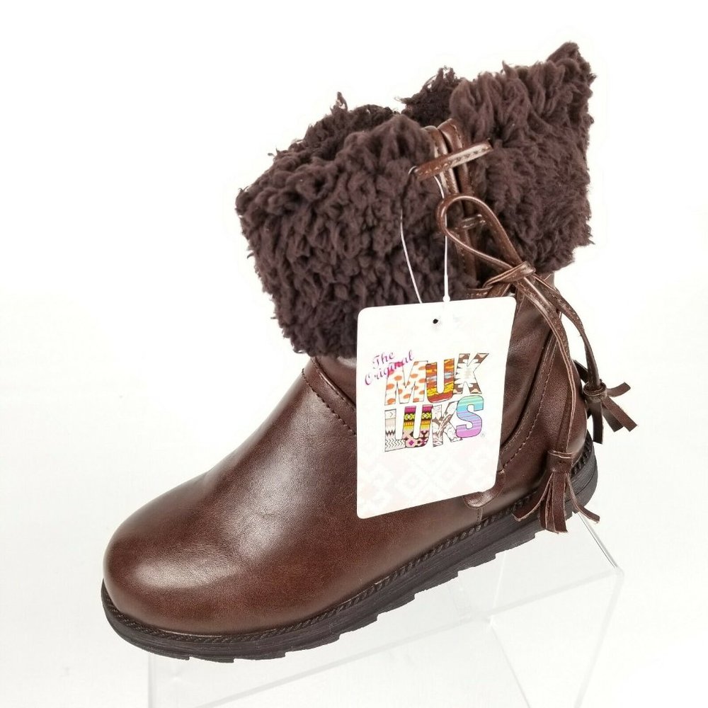Muk Luks Womens Winter Boots Brown Fleece Lined 7